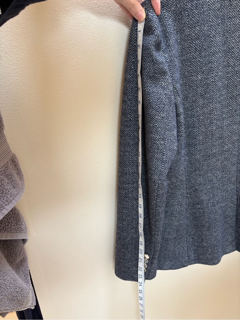 Ann Taylor Navy and Gray Herringbone Single-Button Blazer - Picture 8 of 11